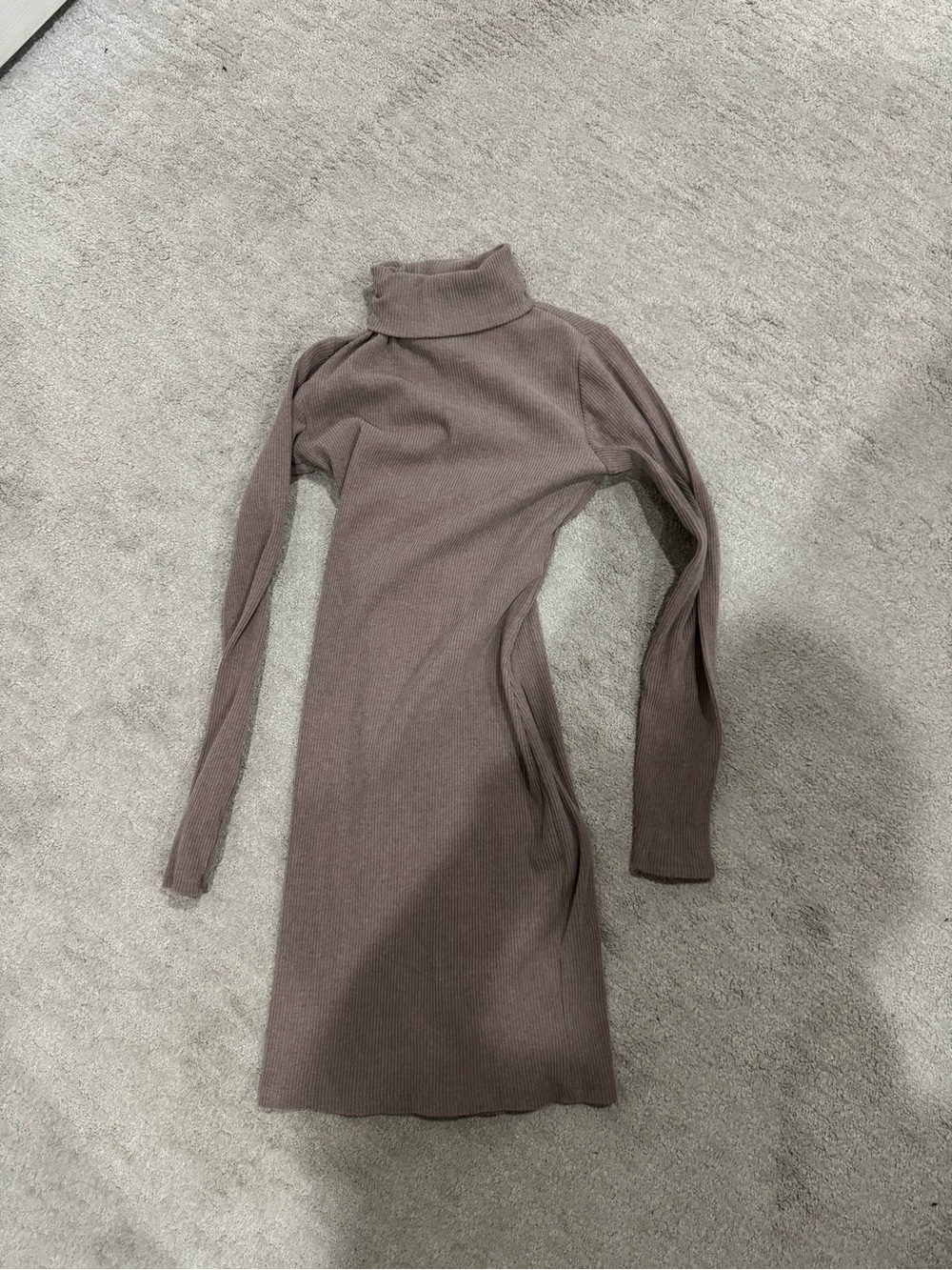 Old Navy Taupe Ribbed Turtleneck Midi Dress